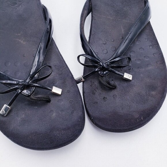 Vionic Womens Size 11 Cassie Flip Flop Sandal  Arch Comfort Bow Orthoheel Black - Picture 7 of 9
